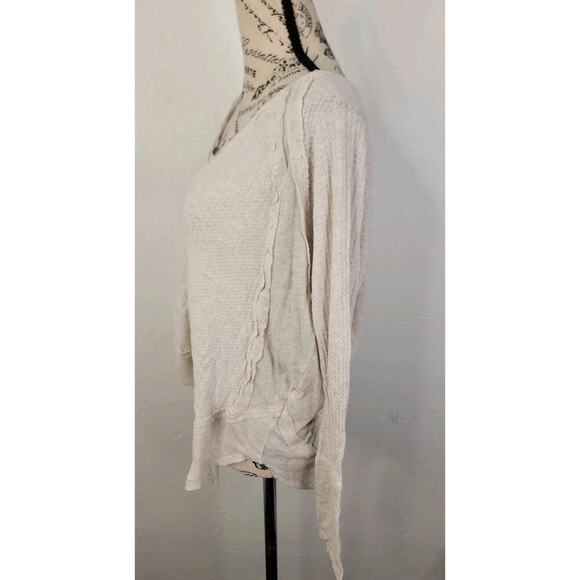 Free People Sz XS Tunic Thermal Top Waffle Knit Ivory Oversized - Picture 5 of 8